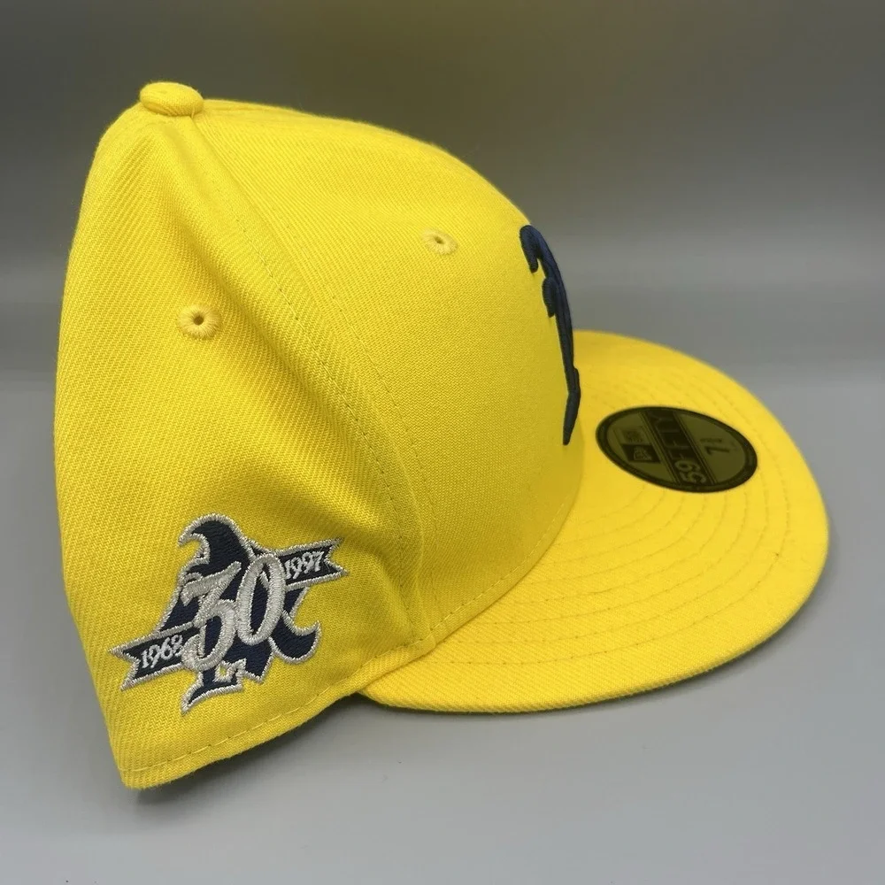 New Era Hat Club Oakland Athletics A's Aux Pack Yellow 59Fifty Fitted Hat 7 3/4